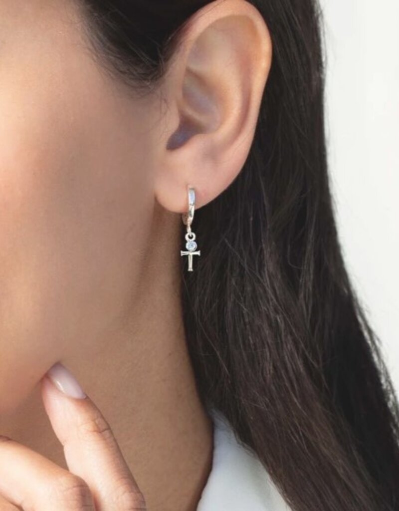 J.HOFFMAN'S Calvary Cross Huggie Hoop Earring