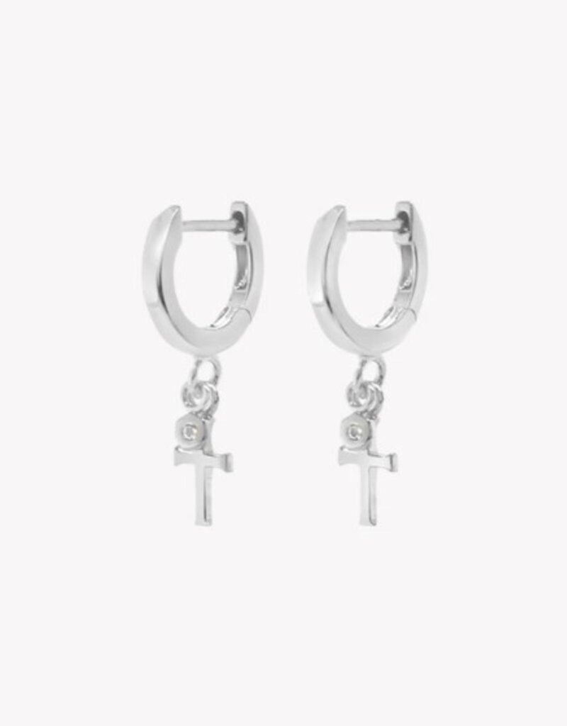 J.HOFFMAN'S Calvary Cross Huggie Hoop Earring