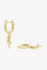 J.HOFFMAN'S Calvary Cross Huggie Hoop Earring