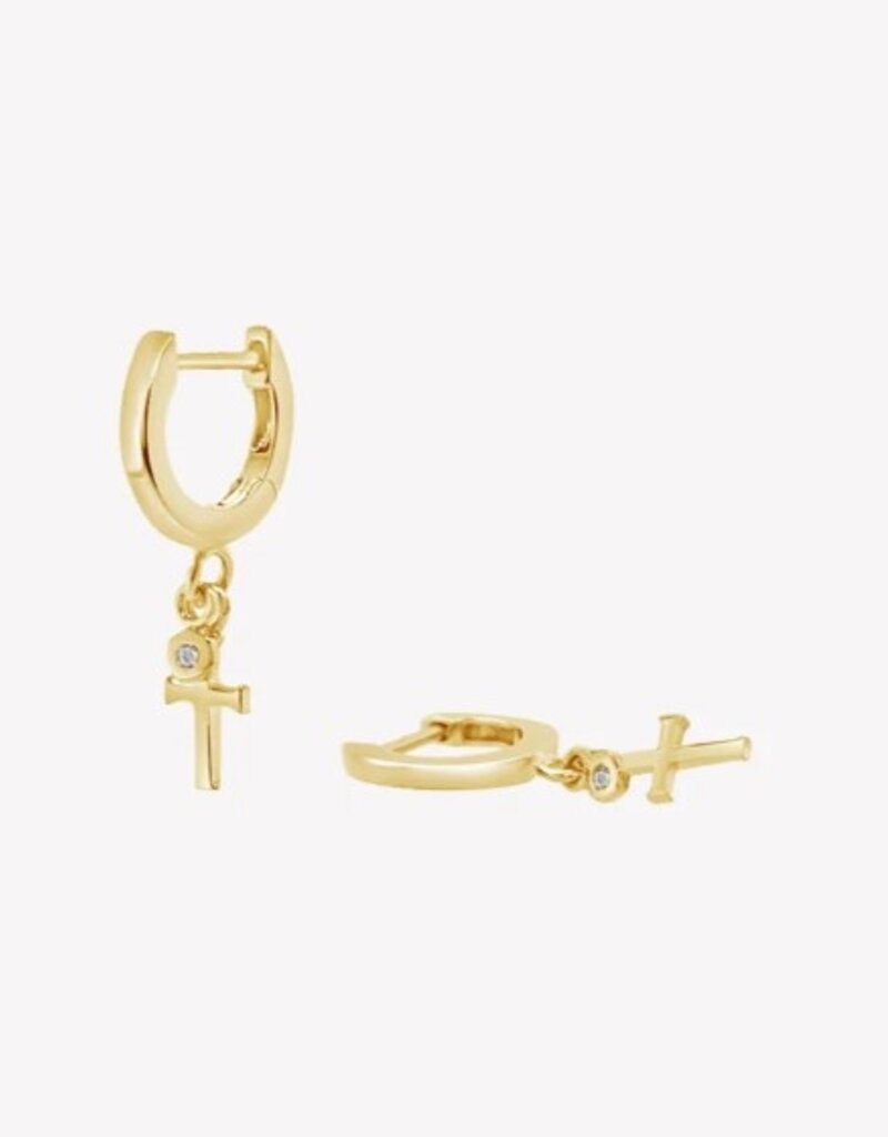 J.HOFFMAN'S Calvary Cross Huggie Hoop Earring