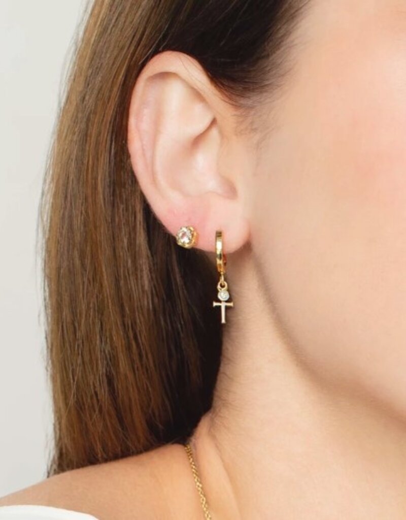 J.HOFFMAN'S Calvary Cross Huggie Hoop Earring