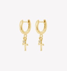 J.HOFFMAN'S Calvary Cross Huggie Hoop Earring