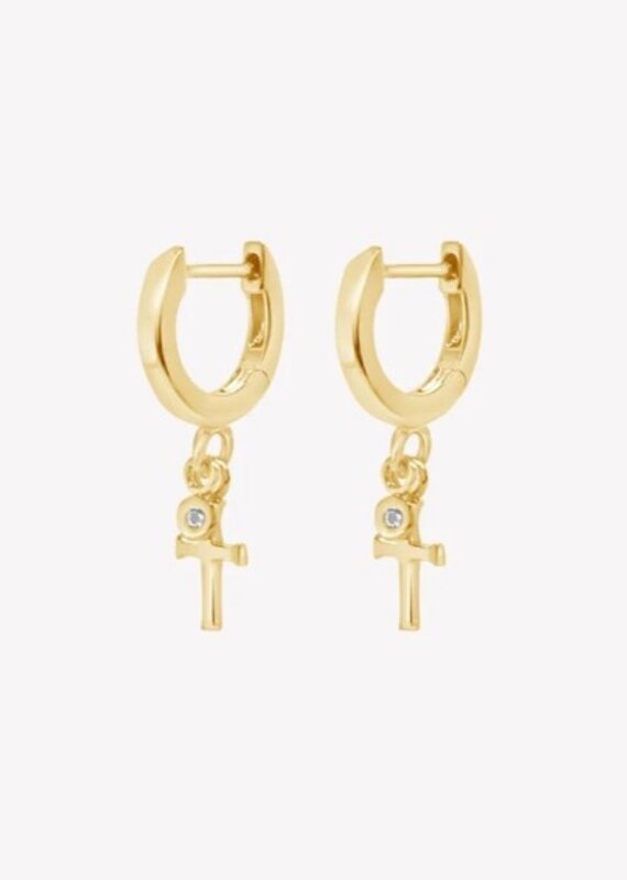 J.HOFFMAN'S Calvary Cross Huggie Hoop Earring