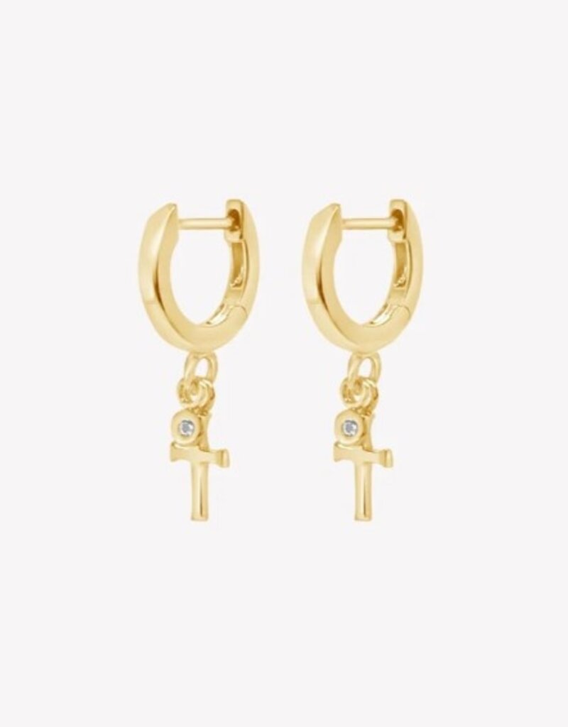 J.HOFFMAN'S Calvary Cross Huggie Hoop Earring