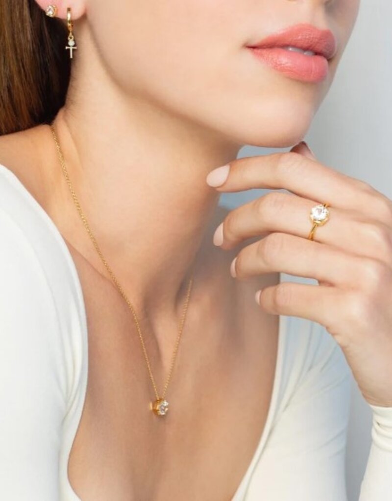 J.HOFFMAN'S Ebenezer Solitaire White Topaz Ring