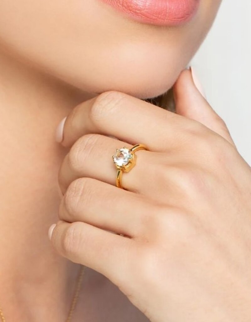 J.HOFFMAN'S Ebenezer Solitaire White Topaz Ring