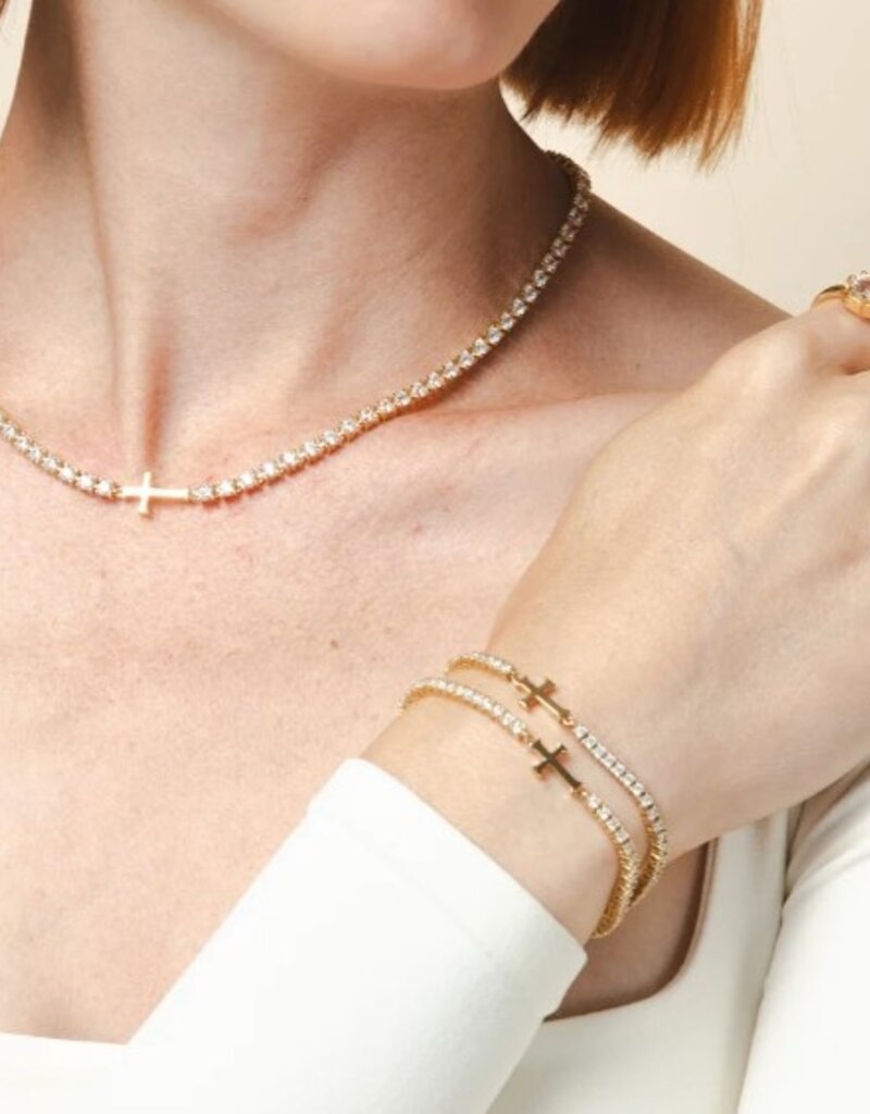 J.HOFFMAN'S Luminous Cross Tennis Bracelet