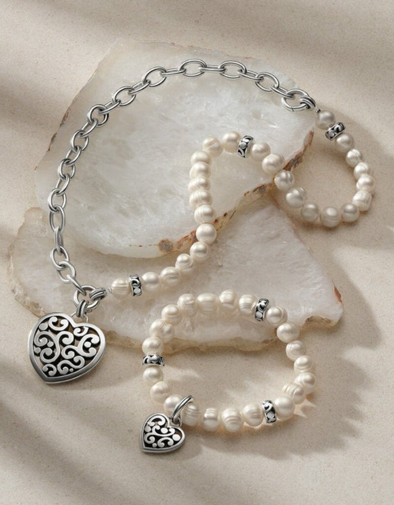 Contempo Heart Pearl Charm Necklace