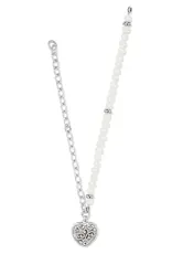 Contempo Heart Pearl Charm Necklace
