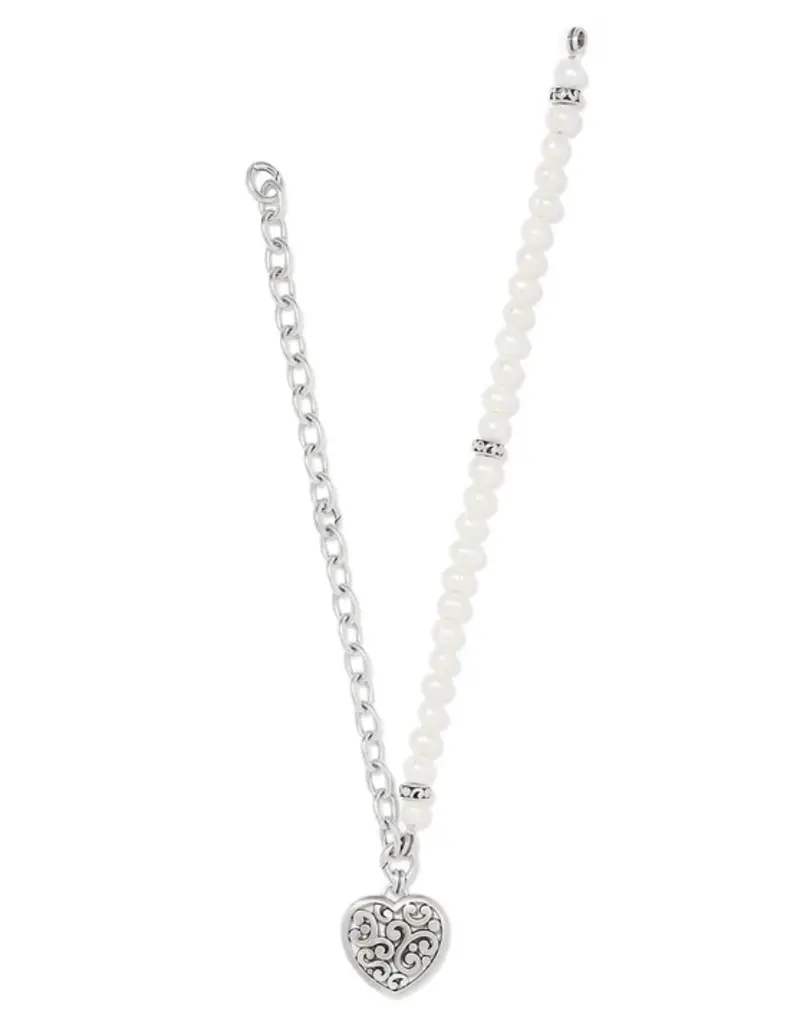 Contempo Heart Pearl Charm Necklace