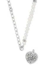 Contempo Heart Pearl Charm Necklace