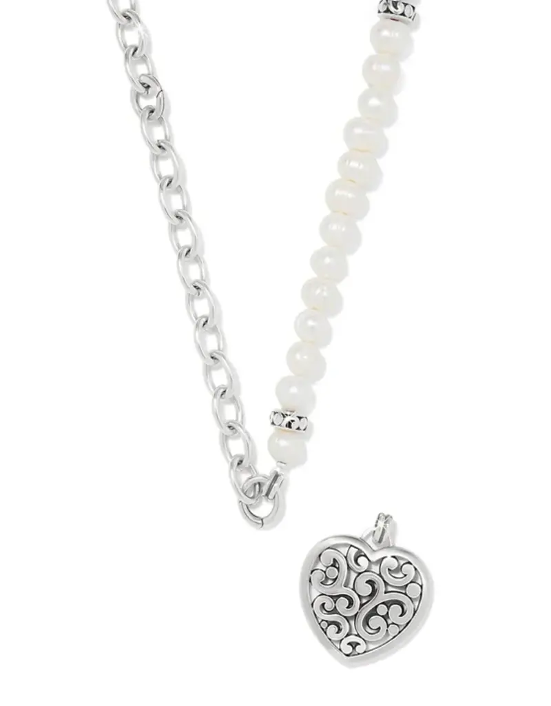 Contempo Heart Pearl Charm Necklace