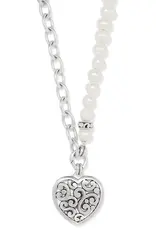 Contempo Heart Pearl Charm Necklace