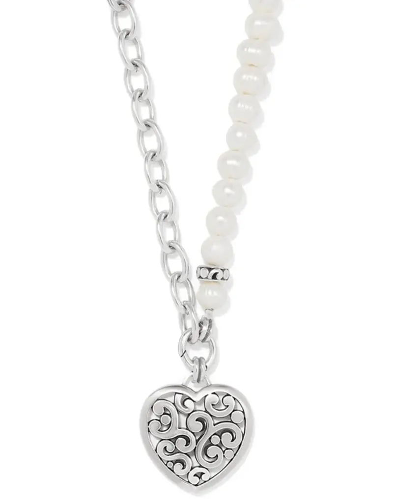 Contempo Heart Pearl Charm Necklace
