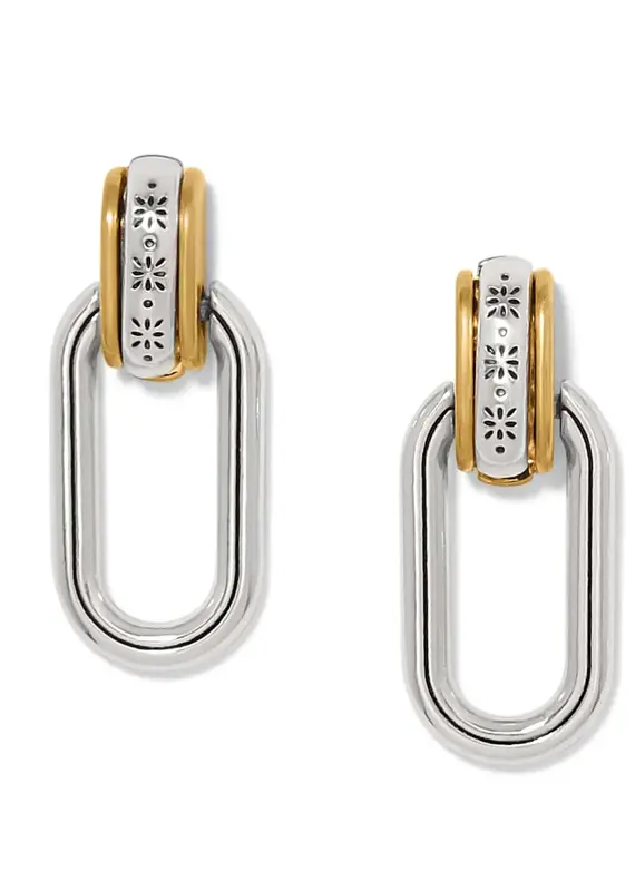 Mosaic Two Tone Links Post Drop Earring