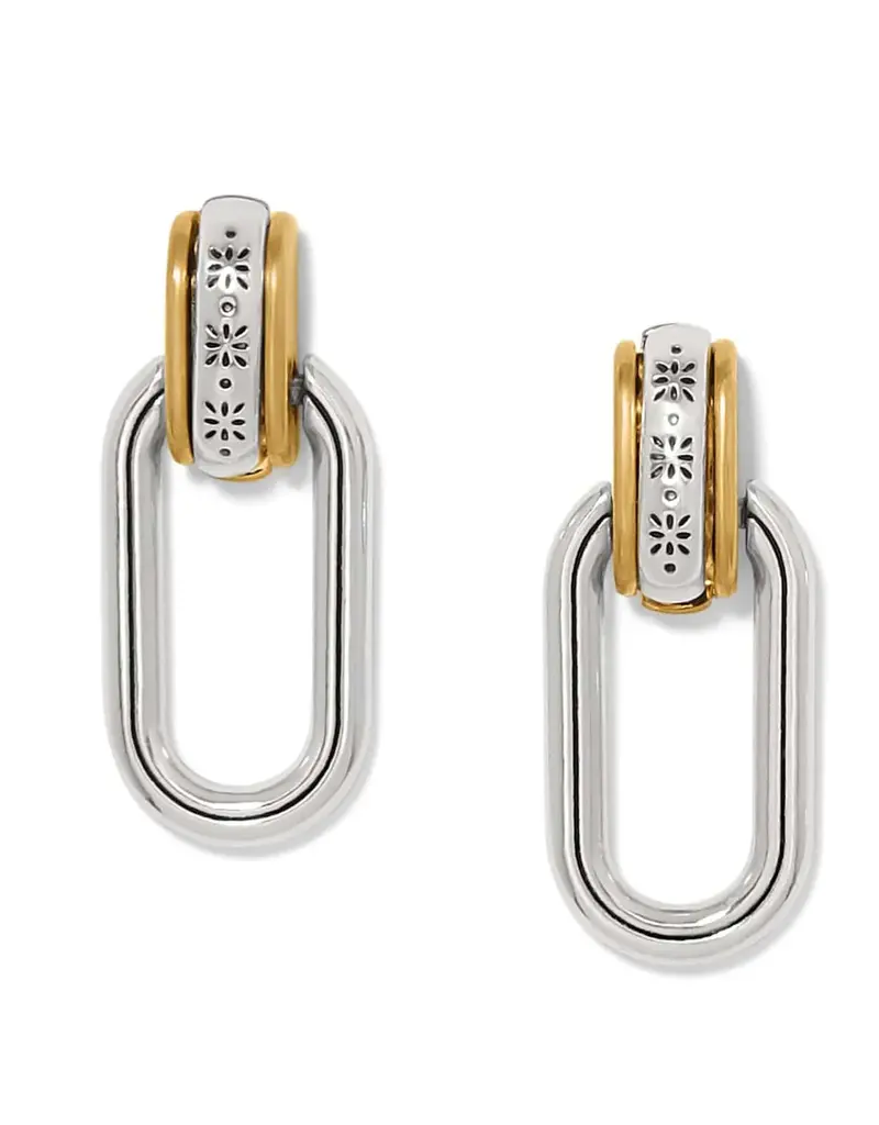 Mosaic Two Tone Links Post Drop Earring