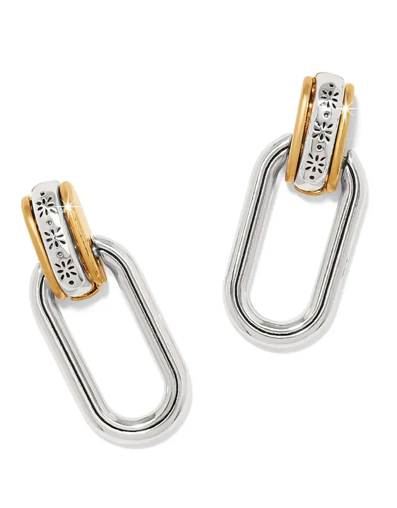 Mosaic Two Tone Links Post Drop Earring