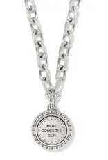 Mosaic Round Two Tone Pendant Necklace