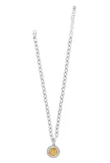 Mosaic Round Two Tone Pendant Necklace