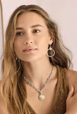 Mosaic Round Two Tone Pendant Necklace