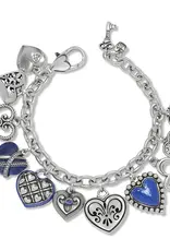 One Heart Link Charm Bracelet in Blue