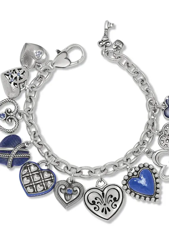 One Heart Link Charm Bracelet in Blue