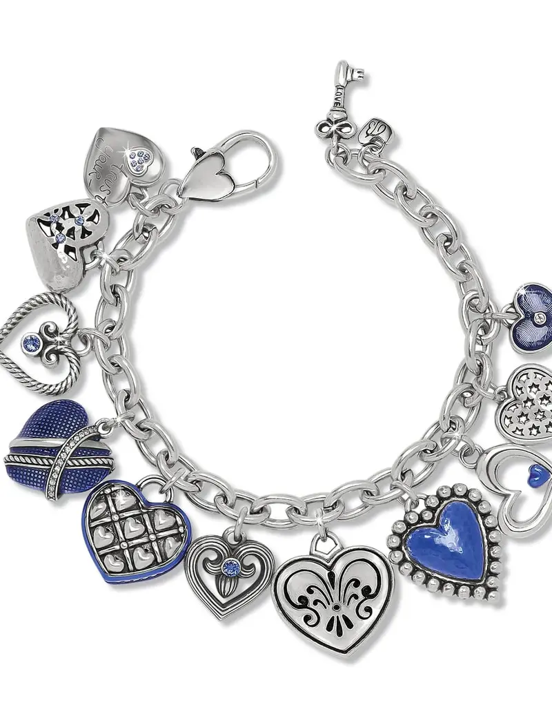 One Heart Link Charm Bracelet in Blue