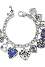 One Heart Link Charm Bracelet in Blue