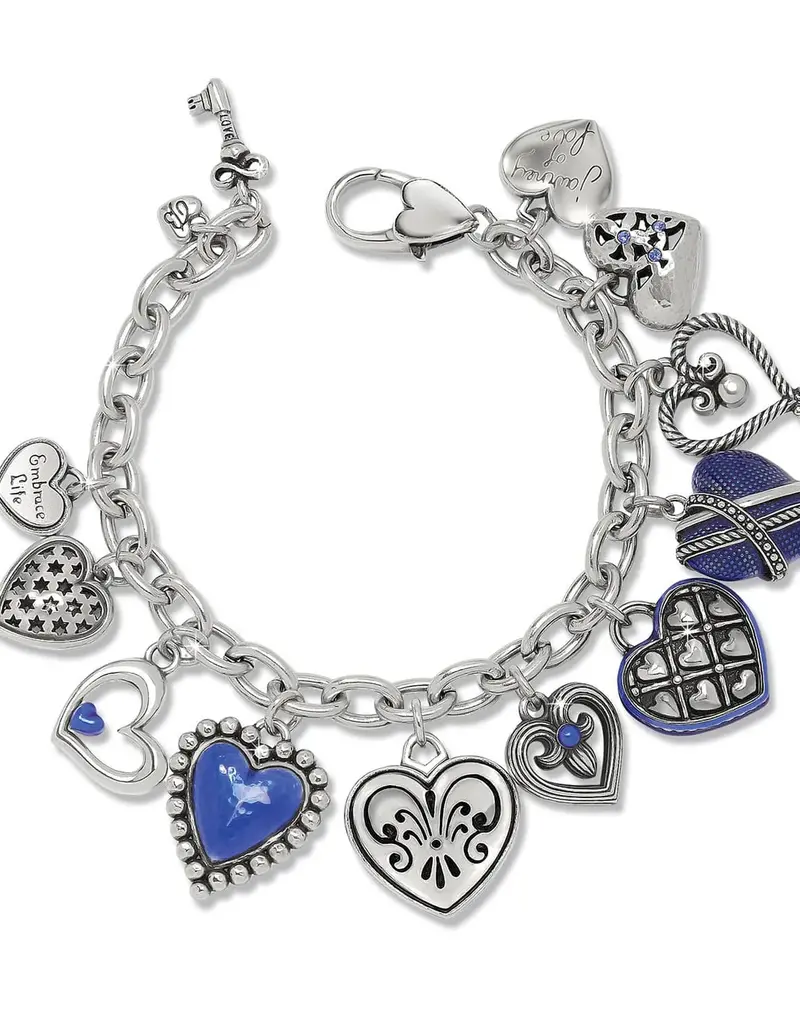 One Heart Link Charm Bracelet in Blue