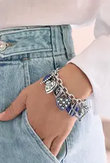 One Heart Link Charm Bracelet in Blue