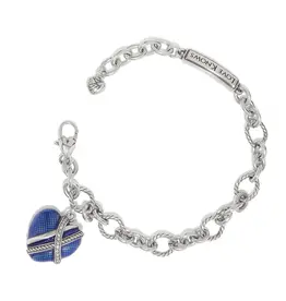 One Heart Link Bracelet in Blue