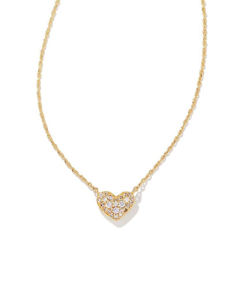KENDRA SCOTT Ari Pave White Crystal Heart Necklace