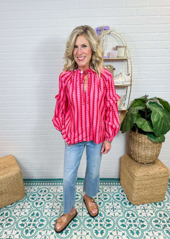 J.HOFFMAN'S Tina Print Top - Morning Glory Pink