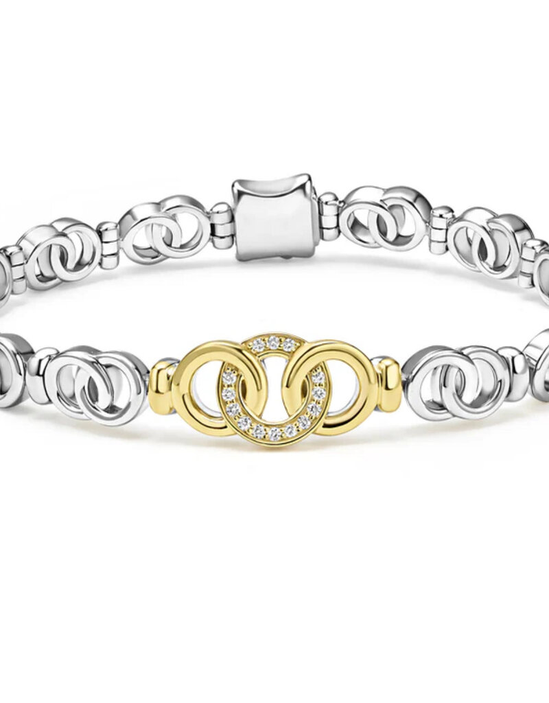 LAGOS Signature Caviar Two-Tone Interlocking Diamond Link Bracelet