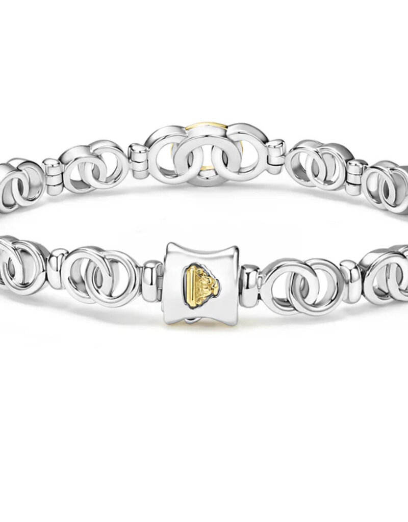 LAGOS Signature Caviar Two-Tone Interlocking Diamond Link Bracelet