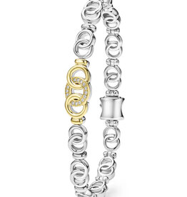 LAGOS Signature Caviar Two-Tone Interlocking Diamond Link Bracelet