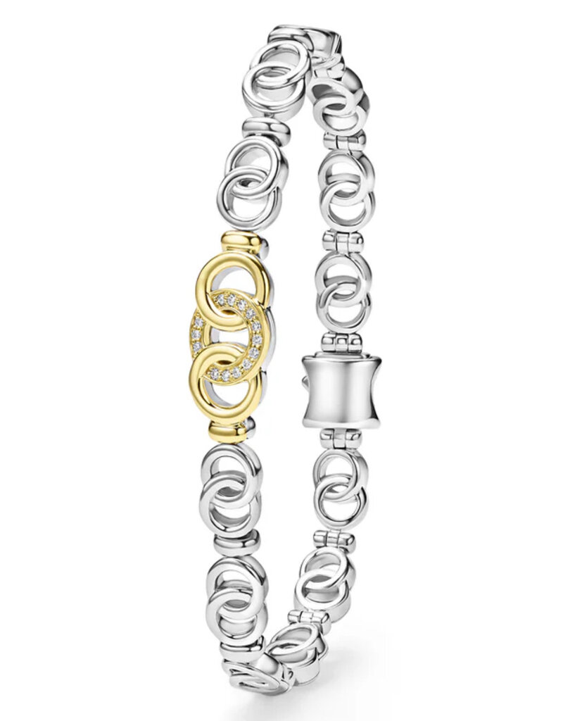LAGOS Signature Caviar Two-Tone Interlocking Diamond Link Bracelet