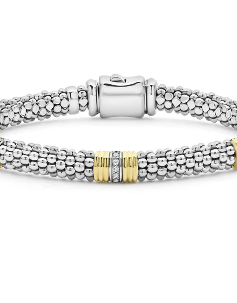 LAGOS Signature Caviar Triple Diamond Station Caviar Bracelet | 6mm