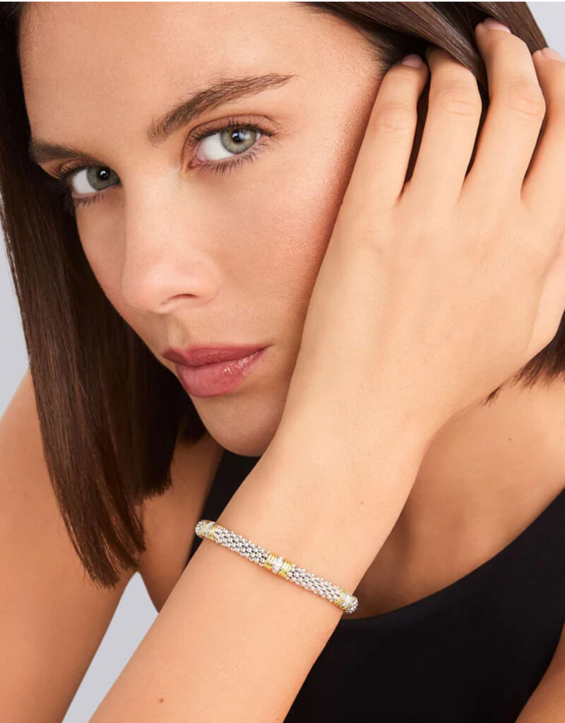 LAGOS Signature Caviar Triple Diamond Station Caviar Bracelet | 6mm