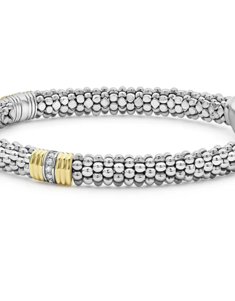 LAGOS Signature Caviar Triple Diamond Station Caviar Bracelet | 6mm
