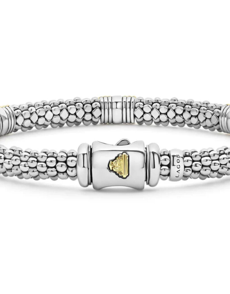 LAGOS Signature Caviar Triple Diamond Station Caviar Bracelet | 6mm