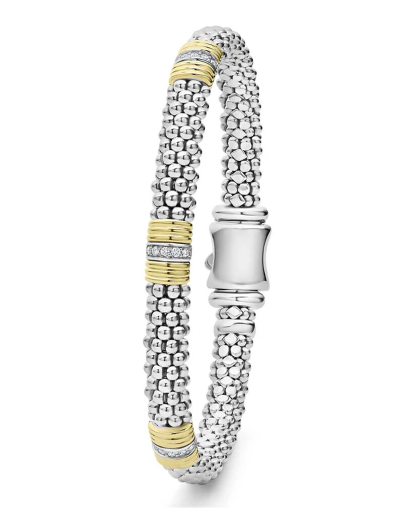 LAGOS Signature Caviar Triple Diamond Station Caviar Bracelet | 6mm