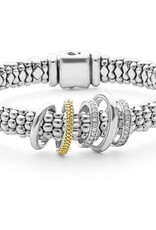 LAGOS Caviar Lux Two-Tone Five Ring Diamond Caviar Bracelet | 9mm