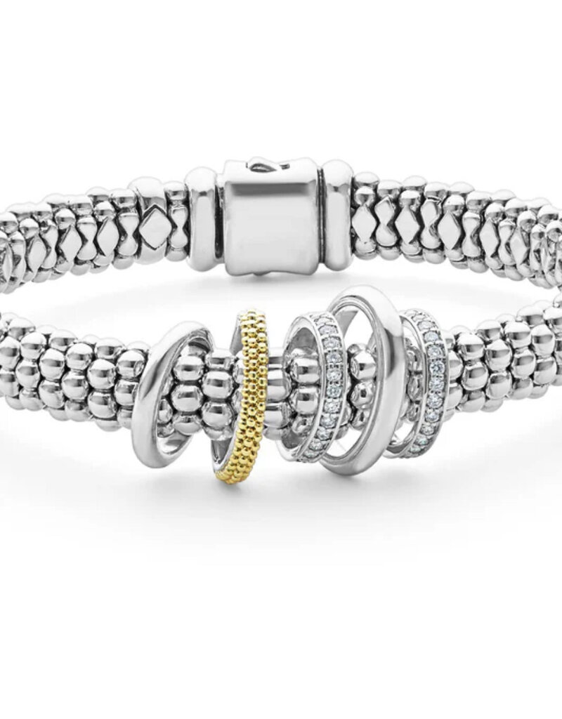 LAGOS Caviar Lux Two-Tone Five Ring Diamond Caviar Bracelet | 9mm