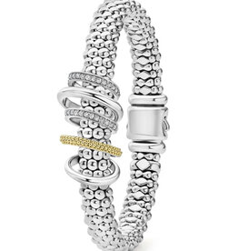 LAGOS Caviar Lux Two-Tone Five Ring Diamond Caviar Bracelet | 9mm