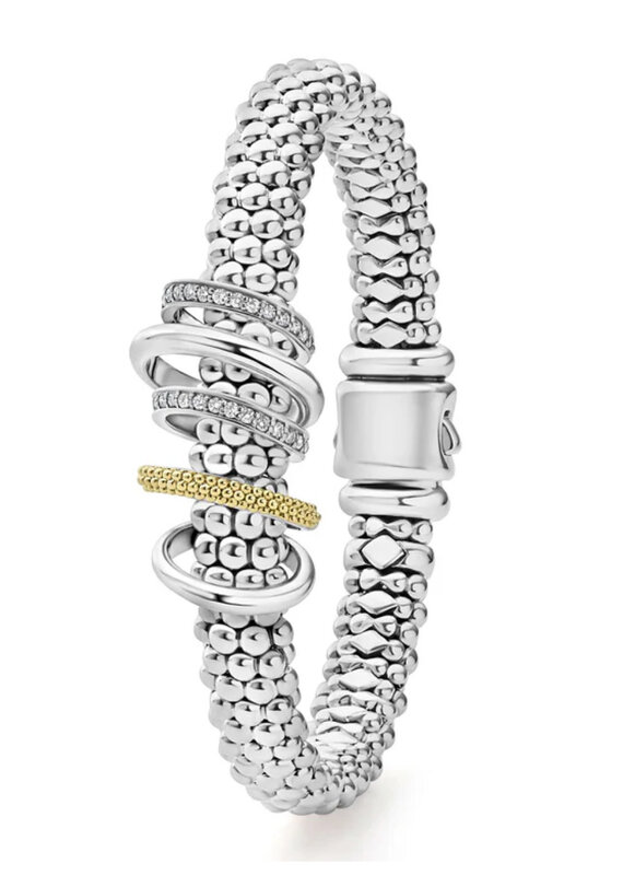 LAGOS Caviar Lux Two-Tone Five Ring Diamond Caviar Bracelet | 9mm