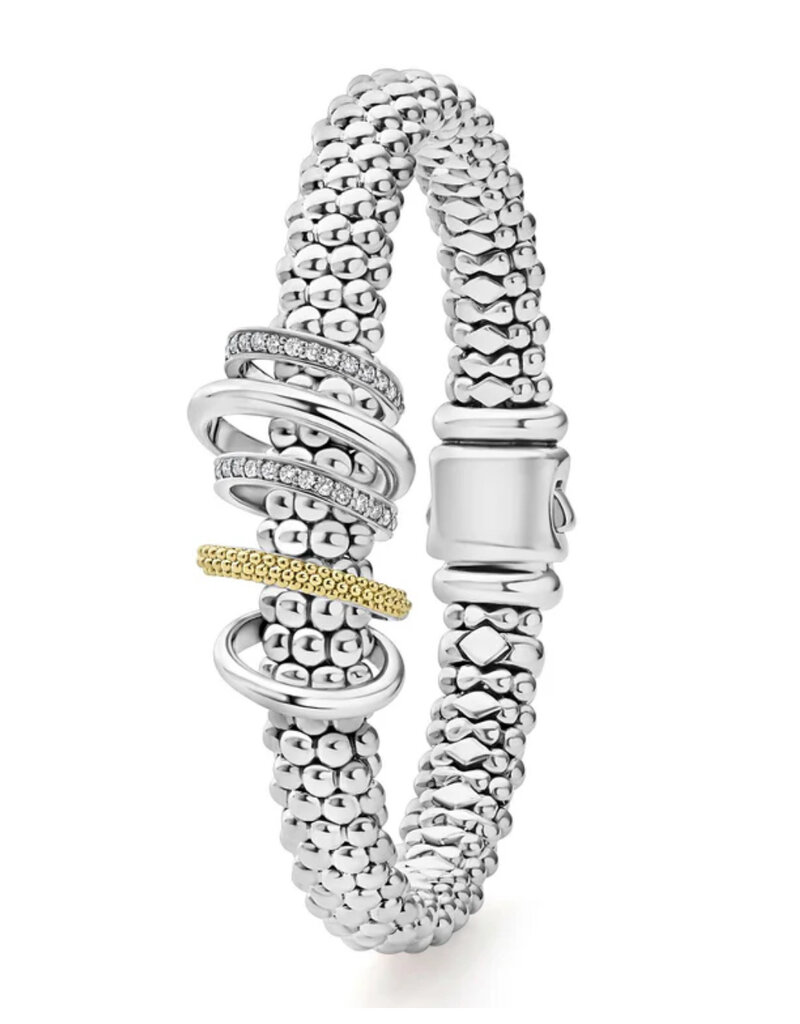 LAGOS Caviar Lux Two-Tone Five Ring Diamond Caviar Bracelet | 9mm