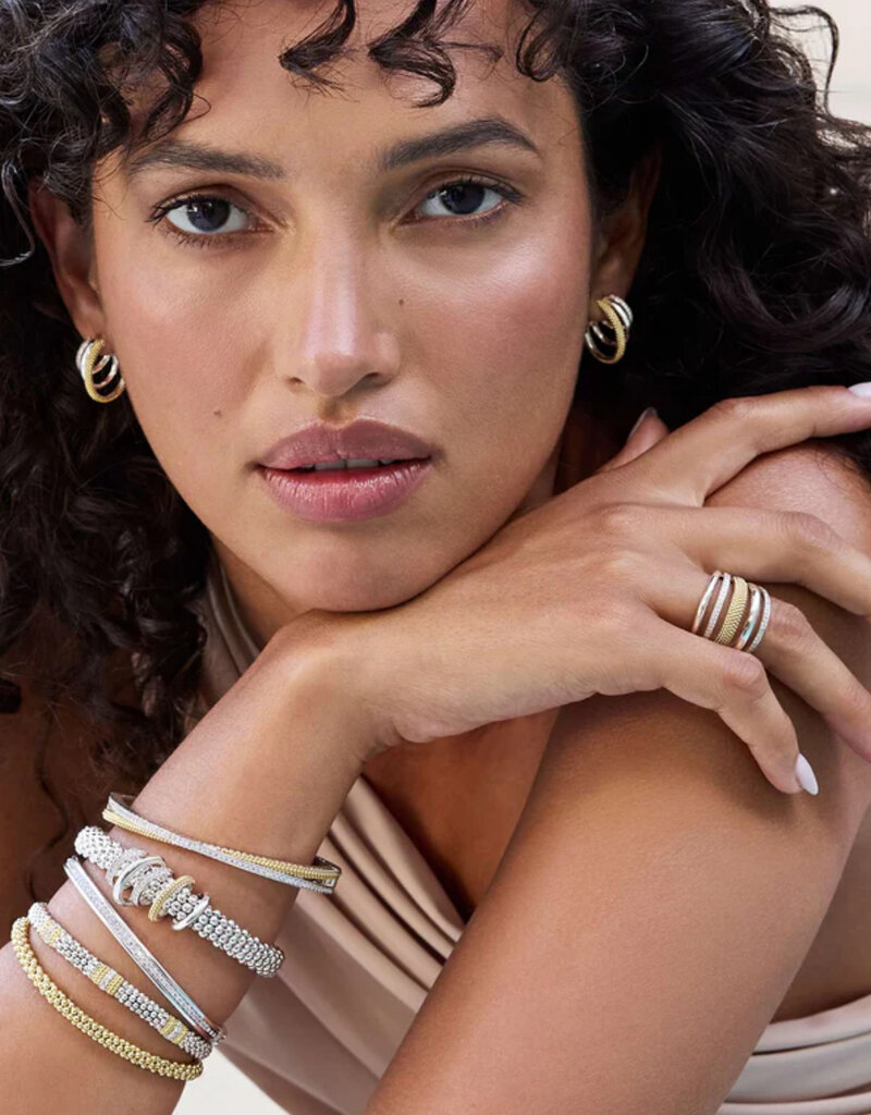 LAGOS Caviar Lux Two-Tone Five Ring Diamond Caviar Bracelet | 9mm