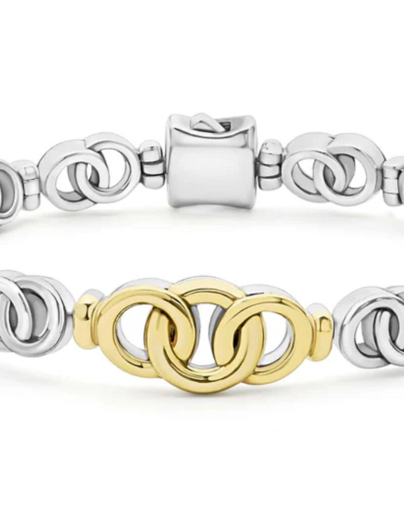 LAGOS Signature Caviar Two-Tone Interlocking Link Bracelet
