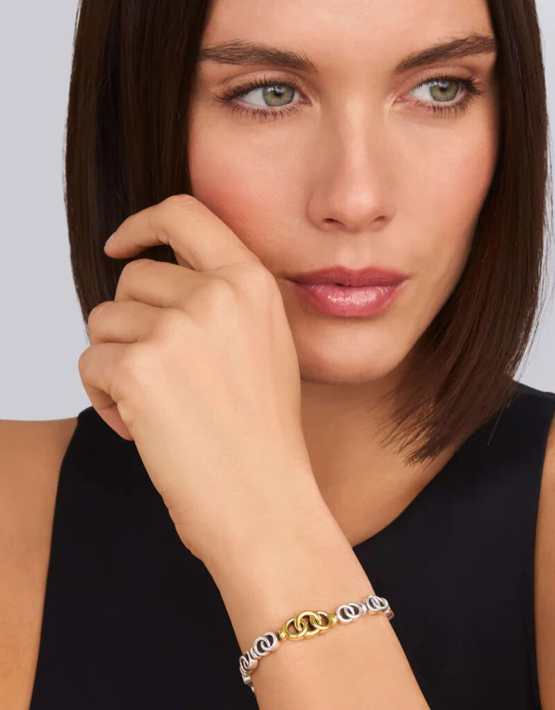 LAGOS Signature Caviar Two-Tone Interlocking Link Bracelet